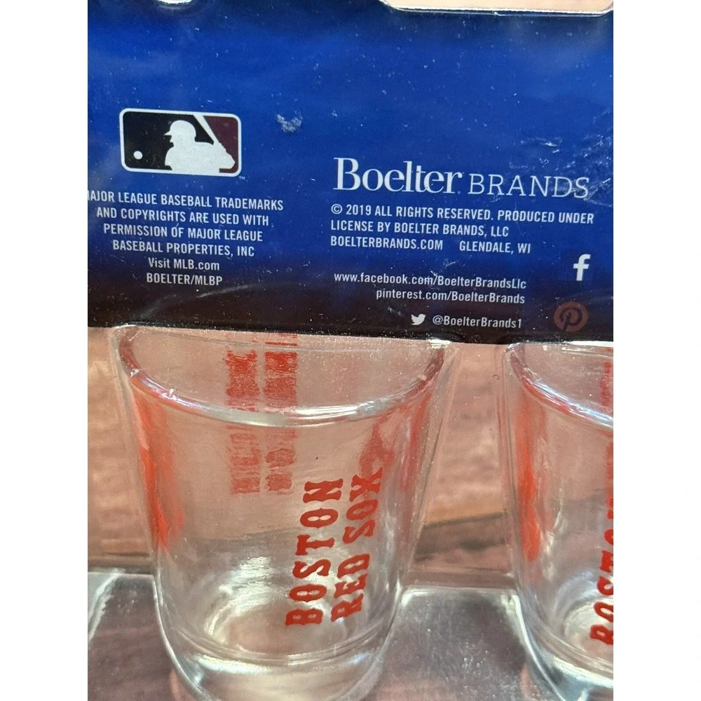 MLB Boston Red Sox Logo  1.75 oz 2 pk Collectible Shot Glasses By Boelter New